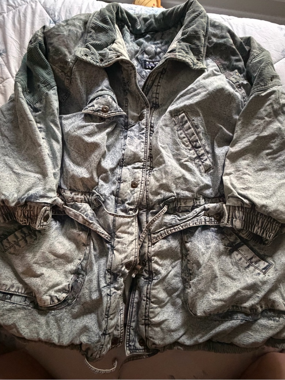 Vintage Acid-Wash Gray/Light Blue Parka Jacket